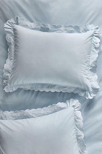 Taies d'oreiller Maeve en percale bio bouclée, ensemble de 2 par en Blue - Maeve by Anthropologie - Modalova