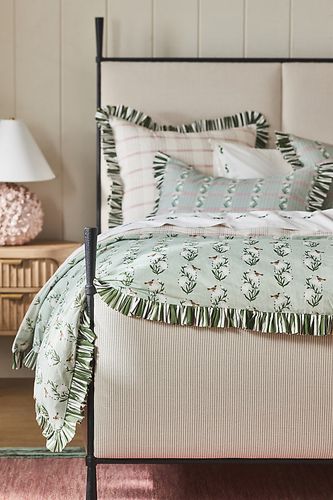 Housse de couette imprimée en coton Zelda à rayures florales et volants taille: Eu kng dvt chez - Anthropologie - Modalova
