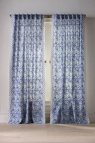 Rideau en coton tissé à impression de bloc en taille: 108" chez - Anthropologie - Modalova
