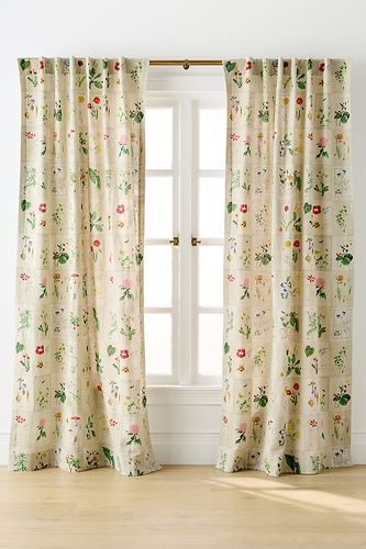 Rideau floral en coton-lin botanique taille: 50 x 84 chez - Anthropologie - Modalova