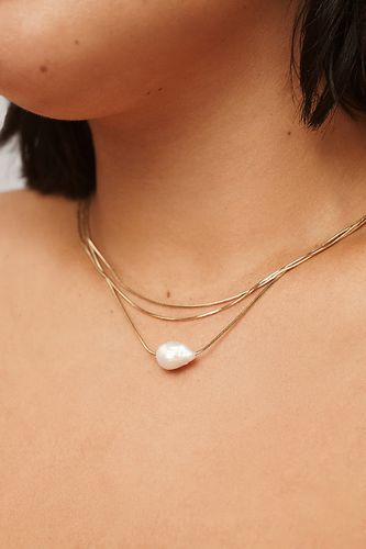 Collier plaqué or multi-rangs à maillons chevrons et perles par en White - Par Anthropologie - Modalova