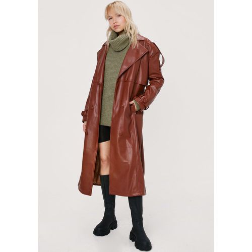 Oversized Faux Leather Trench Coat - Nasty Gal - Modalova