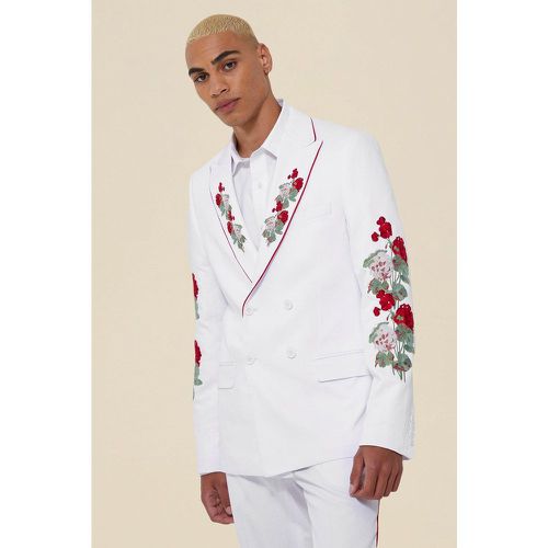 Veste de costume croisée cintrée à broderies florales - Boohooman - Modalova
