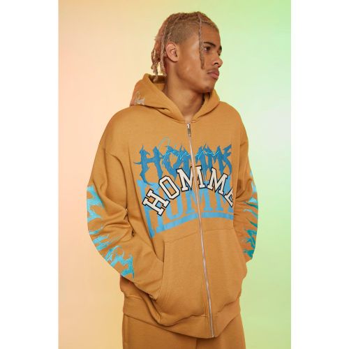 Tall - Sweat à capuche oversize zippé imprimé homme - Boohooman - Modalova