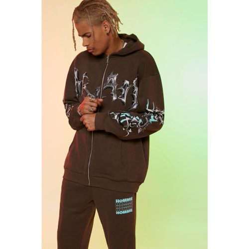 Tall - Sweat à capuche oversize zippé imprimé Homme - Boohooman - Modalova