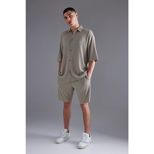 Ensemble texturé avec chemise et short - Boohooman - Modalova