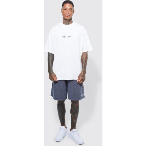 Ensemble oversize délavé avec t-shirt et short - Official - Boohooman - Modalova