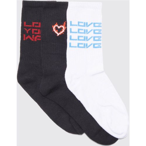 Lot de 3 paires de chaussettes à slogan Love - Boohooman - Modalova