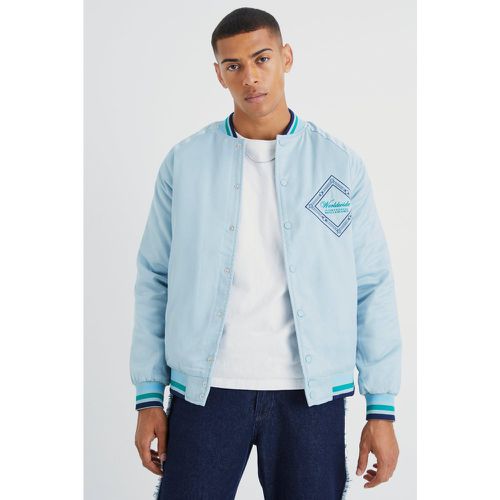 Bomber universitaire imprimé au dos homme - Boohooman - Modalova