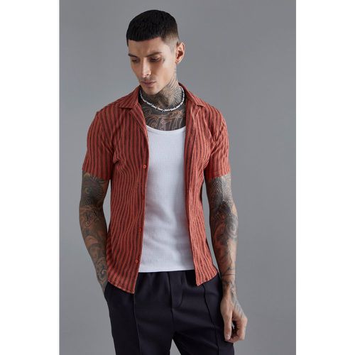 Chemise moulante à rayures et manches courtes - Boohooman - Modalova