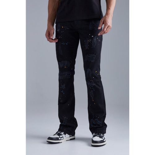 Tall - Jean flare à taches de peinture - Boohooman - Modalova