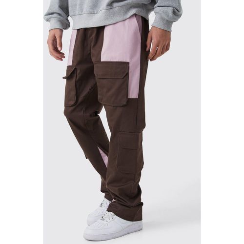 Pantalon cargo color block - Boohooman - Modalova