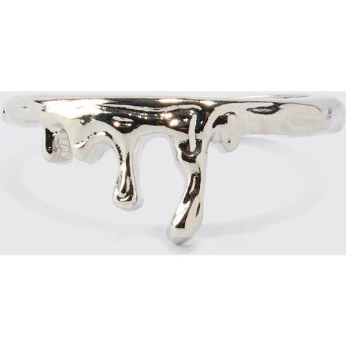 Melted Detail Ring In Silver - - S/M - Boohooman - Modalova