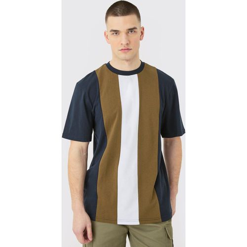 Tall Vertical Colour Block T-shirt In Navy - Boohooman - Modalova