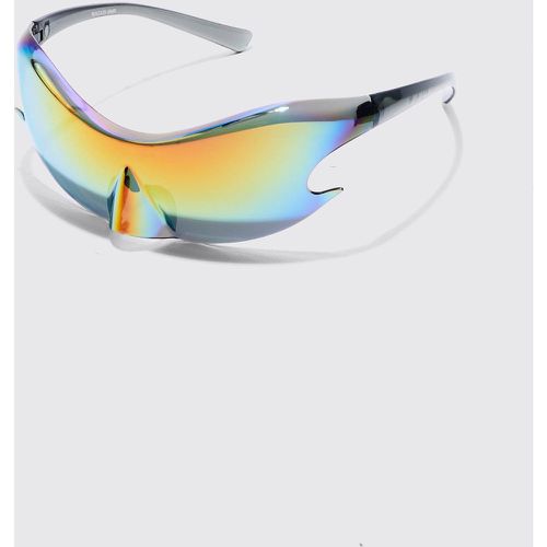 Shield Racer Mirror Lens Rimless Plastic Sunglasses - Boohooman - Modalova
