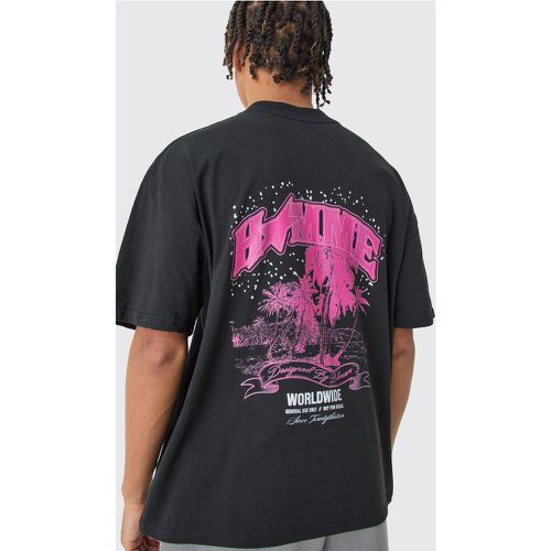 Oversized Extended Neck Palm Tree T-shirt - Boohooman - Modalova