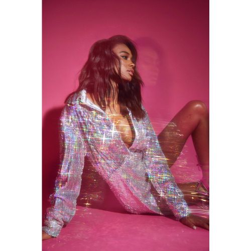 Robe Chemise Pailletée Drapée - - boohoo - Modalova