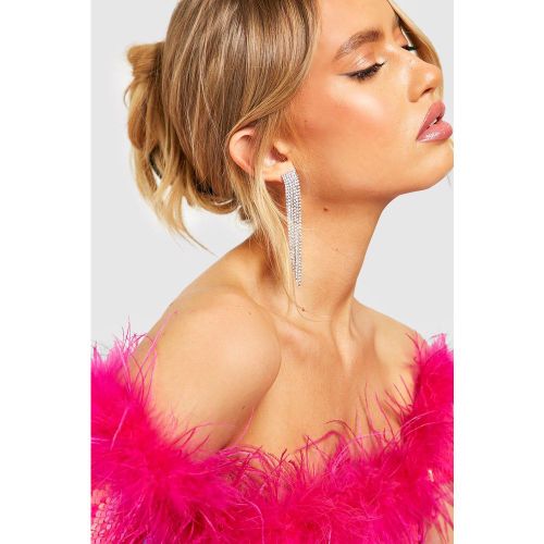Boucles D'Oreilles Strassées À Franges - - boohoo - Modalova
