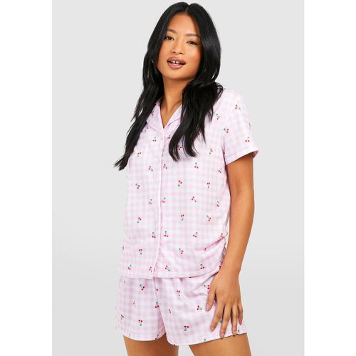 Petite" Gingham Cherry Short Pyjama Set - boohoo - Modalova