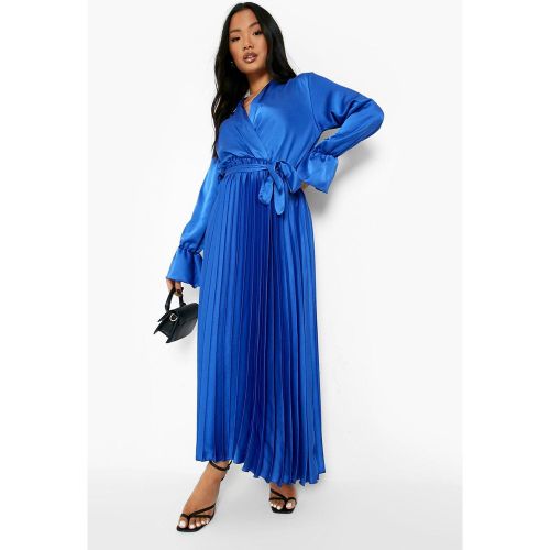 Petite" - Robe Mi-Longue Satinée Effet Plissé - boohoo - Modalova