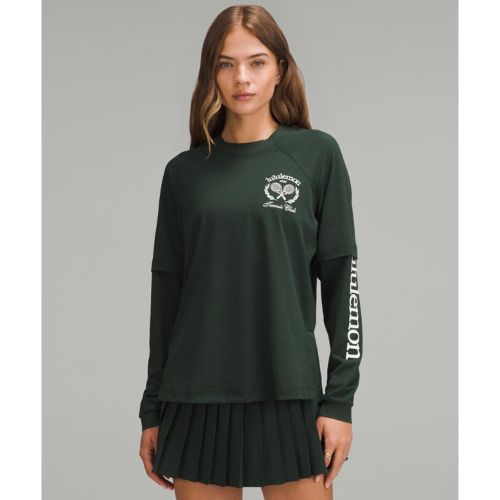 “ T-Shirt manches longues superposÃ© Tennis Clubs â€“ Vert/Blanc â€“ Taille 14 - lululemon - Modalova
