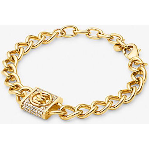 MK Bracelet à maillons gourmette en laiton plaqué en métal précieux avec pierres pavées et cadenas - Michael Kors - Modalova
