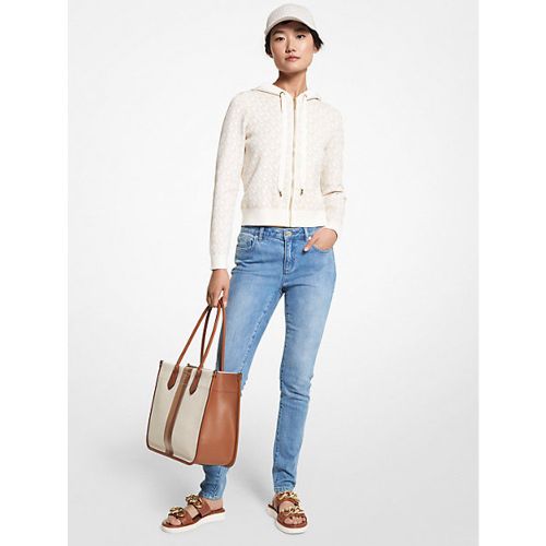 MK Pull à capuche avec fermeture à glissière en jacquard à logos - BLANC CASSÉ(NATUREL) - Michael Kors - MICHAEL Michael Kors - Modalova