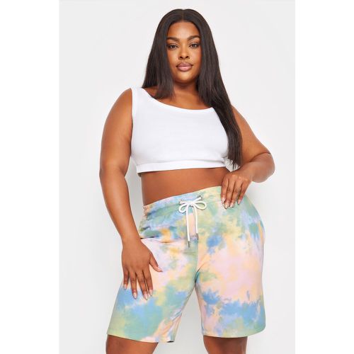 Curve Blue & Green Tie Dye Jogger Shorts, Grande Taille & Courbes - Yours - Modalova