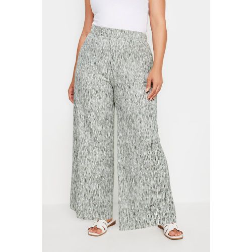 Curve Grey Abstract Print Textured Wide Leg Trousers, Grande Taille & Courbes - Yours - Modalova