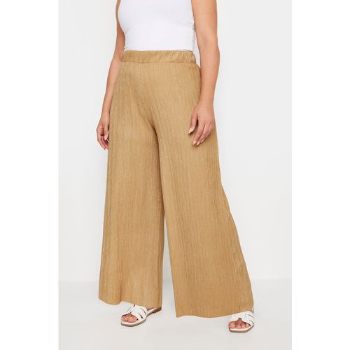 Curve Natural Brown Textured Wide Leg Trousers, Grande Taille & Courbes - Yours - Modalova