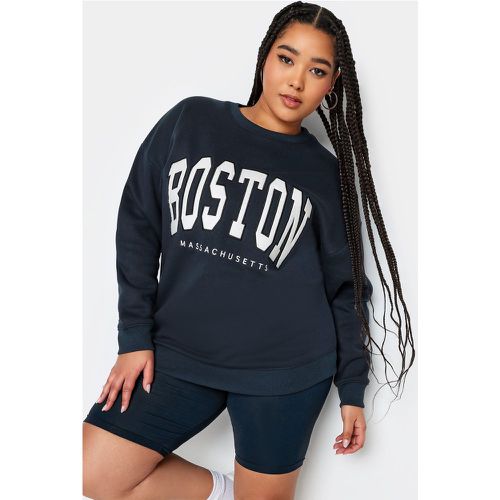 Sweatshirt Marine Brodé 'Boston' , Grande Taille & Courbes - Yours - Modalova