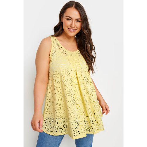 Curve Yellow Broderie Anglaise Swing Vest Top, Grande Taille & Courbes - Yours - Modalova