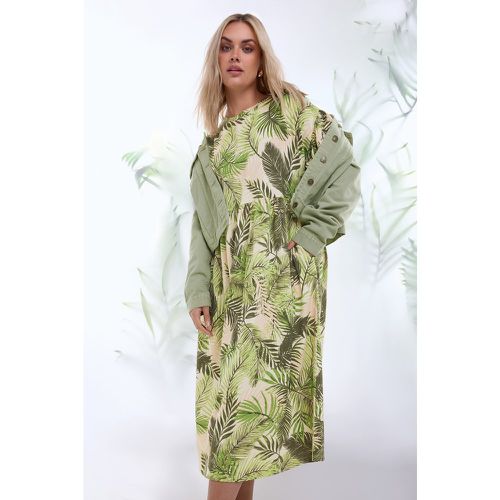 Robe Midaxi Tropical En Coton Design Volanté , Grande Taille & Courbes - Yours - Modalova