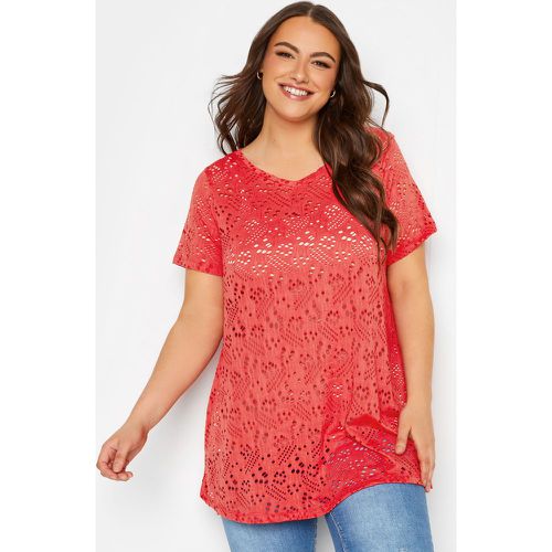 Tshirt Broderie Anglaise Manches Courtes , Grande Taille & Courbes - Yours - Modalova