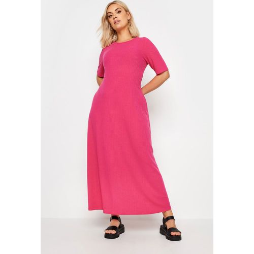 Curve Pink Ribbed Swing Maxi Dress, Grande Taille & Courbes - Yours - Modalova