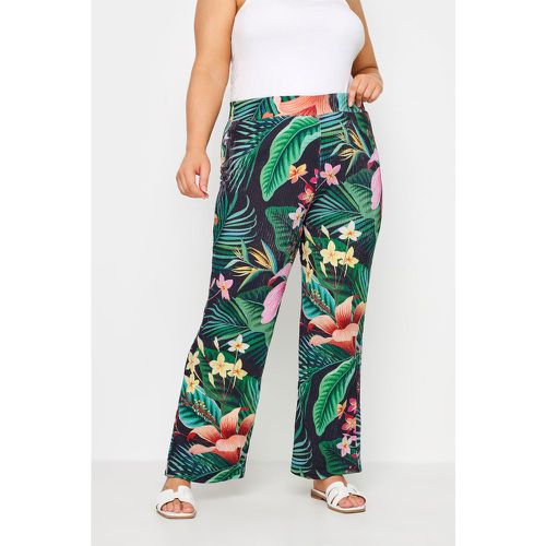 Curve Green Tropical Print Wide Leg Trousers, Grande Taille & Courbes - Yours - Modalova
