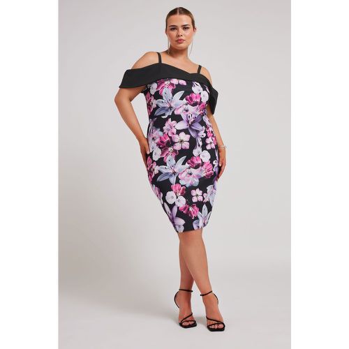 Curve Pink Floral Print Bardot Shift Dress, Grande Taille & Courbes - Yours London - Modalova