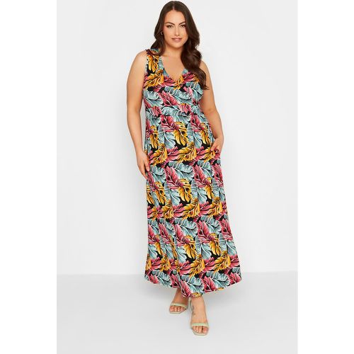 Robe Maxi Feuilles Tropicales Roses & Jaunes , Grande Taille & Courbes - Yours - Modalova