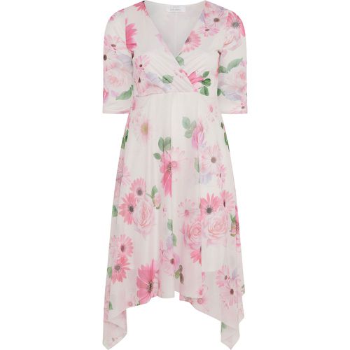Curve Pink Floral Print Hanky Hem Dress, Grande Taille & Courbes - Yours London - Modalova