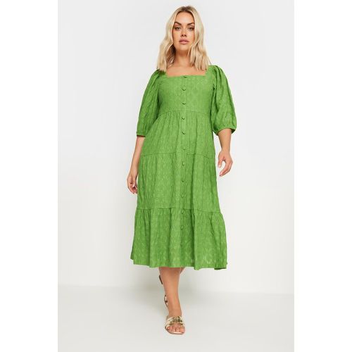 Curve Green Broderie Anglaise Button Front Dress, Grande Taille & Courbes - Yours - Modalova