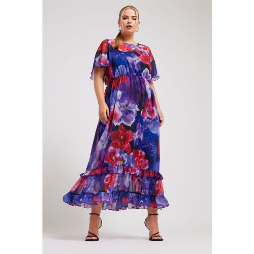 Curve Blue Floral Print Maxi Smock Dress, Grande Taille & Courbes - Yours London - Modalova