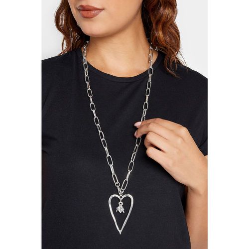 Silver Long Chain Heart Necklace - Yours - Modalova