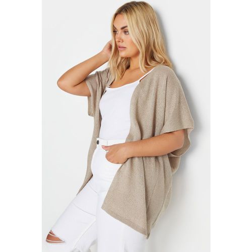 Cardigan En Maille Beige Manches Courtes , Grande Taille & Courbes - Yours - Modalova