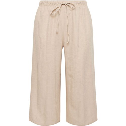 Curve Beige Brown Linen Look Cropped Trousers, Grande Taille & Courbes - Yours - Modalova