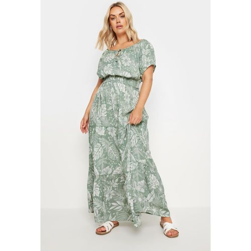 Curve Green Floral Print Tie Front Maxi Dress, Grande Taille & Courbes - Yours - Modalova