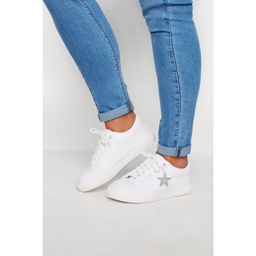 White Glitter Star Trainers In Extra Wide eee Fit - Yours - Modalova
