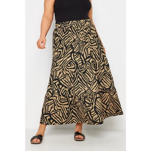 Curve Beige Brown Abstract Print Maxi Skirt, Grande Taille & Courbes - Yours - Modalova