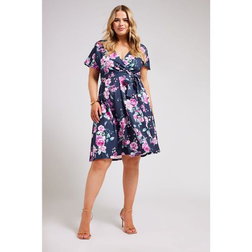 Robe Marine Floral Cachecoeur , Grande Taille & Courbes - Yours London - Modalova