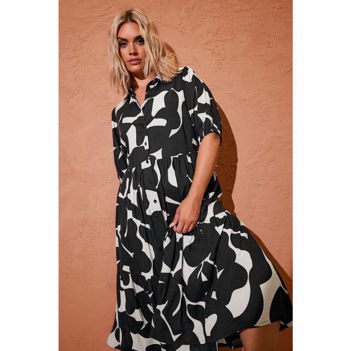 Curve Black Abstract Print Shirt Dress, Grande Taille & Courbes - Yours - Modalova