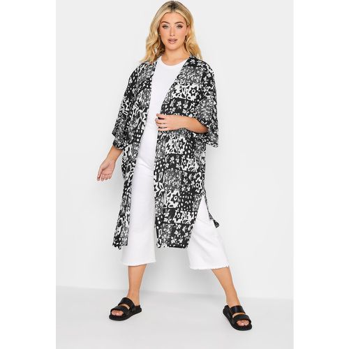 Kimono De Plage Midi & Blanc Imprimé Mixte , Grande Taille & Courbes - Yours - Modalova